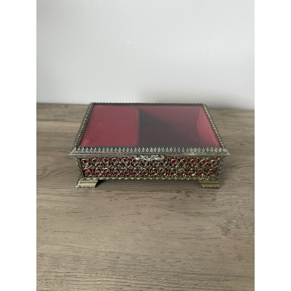 Antique Jewelry Box Wind Up Music Box 6" x 4" x2"